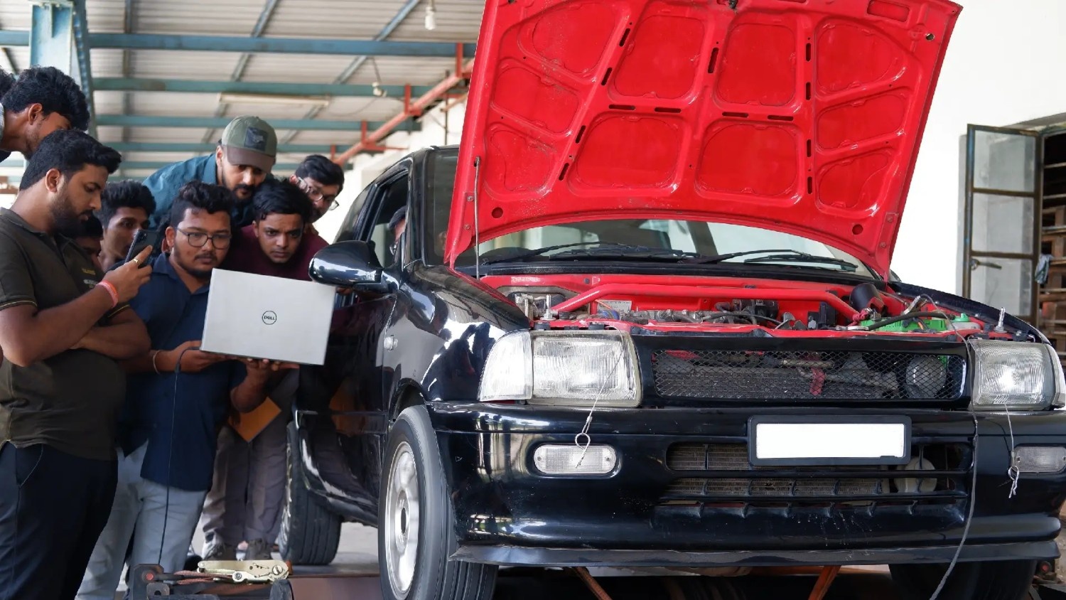 Student using dyno equipment to tune an ECU